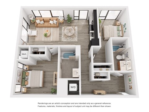 Two beds, two baths, corner layout, great closets, storage space 2 Bed 2 Bath 990 - 1,010 sq. ft. at The Weidler in Portland, OR 97209